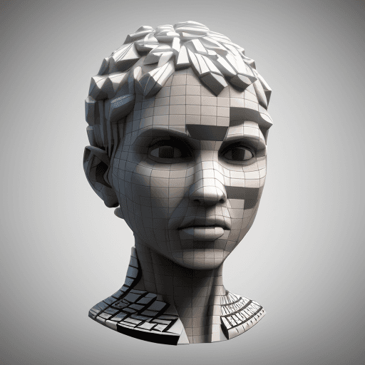 AI generated: A human head in Blender style, 3D unique art of a QR Code Human. A Human with QR Code features, huma...