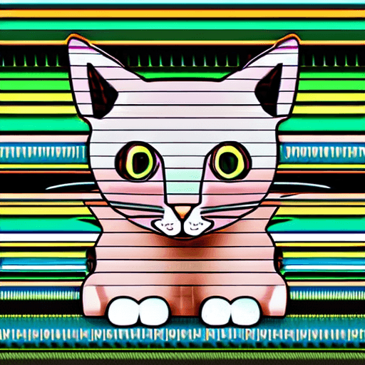 AI generated: Iconic graphics presenting cat face. vector style with a lot of colours 