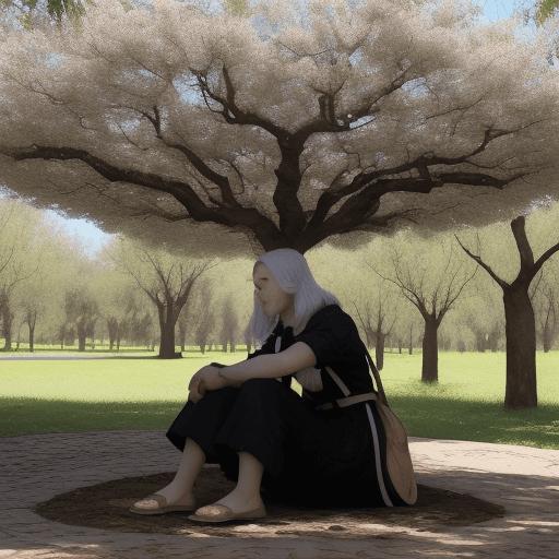 AI generated: Em um parque arborizado, Clara, com seus cabelos negros e cacheados adornados por flores, brincava d...