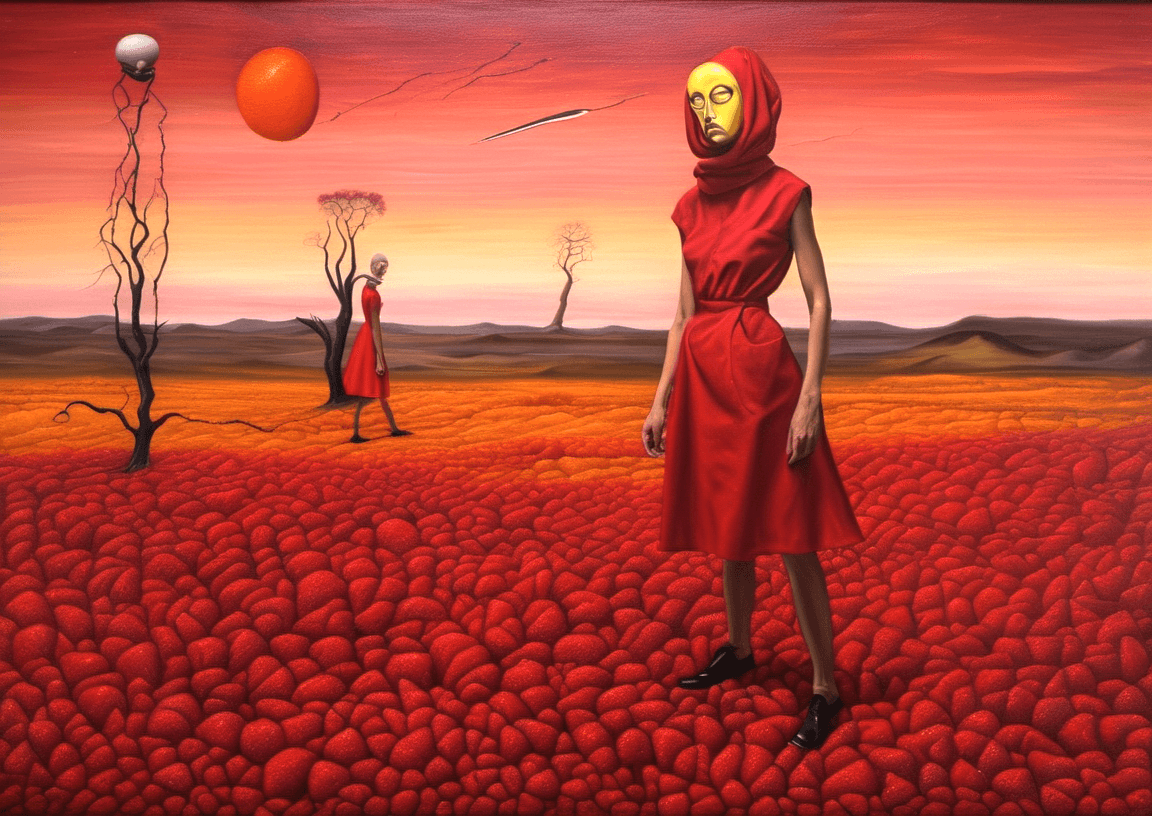 AI generated: a surrealistic oilpainting in red