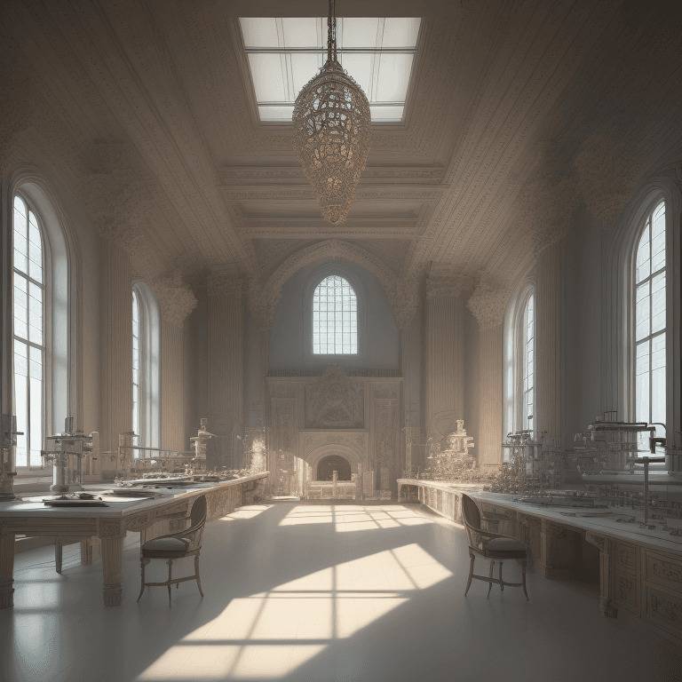 AI generated: High resolution photography interior design;Advanced laboratory researching clothing materials, wide...