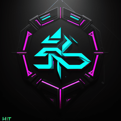 AI generated: Hyper-realistic and intricately designed logo for 'HITEN', a futuristic bodybuilding club with a cyb...