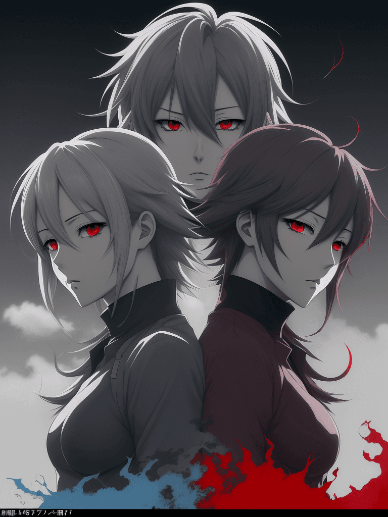 AI generated: Anime art, in the style of solarization effect, dark red and gray, uhd image, charming anime charact...
