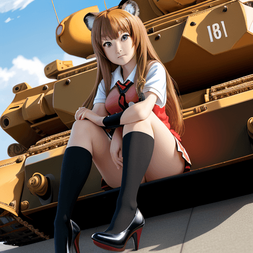 AI generated: masterpiece, taiga aisaka, smug, cute face, anime, anime face, girl sit on the front of realistic ta...