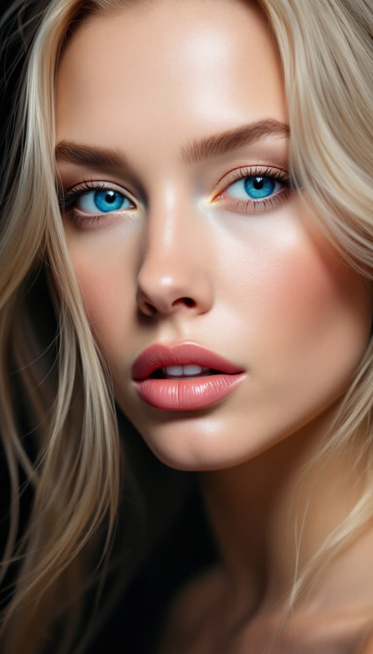 AI generated: "Image is a high resolution portrait photograph featuring a woman with striking facial features. She...