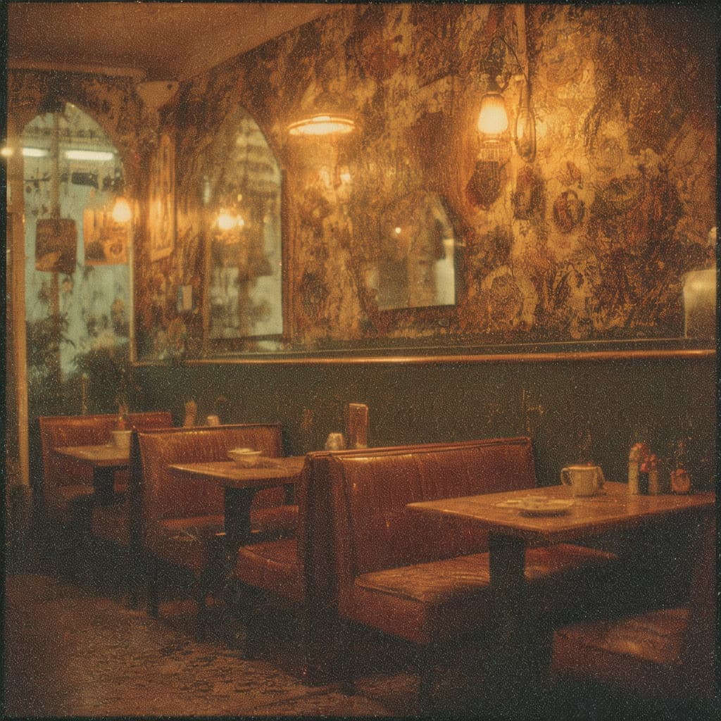 AI generated: Vintage African cafe with warm nostalgic lighting