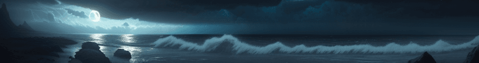 AI generated: An illustration of a cinematic marvel scene, void water planet, dark, slight lighting coming from sk...