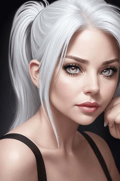 AI generated: face close-up of her alluring eyes, captures alluring emotions, tantalizing thoughts, playful inhibi...