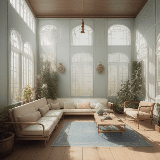 AI generated: High resolution photography interior design, dreamy sunken living room conversation pit, wooden floo...