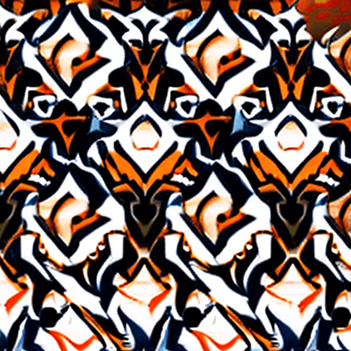 AI generated: niji style, a stunning female femme fatale with short wavy hair, trendy clothing, orange color schem...