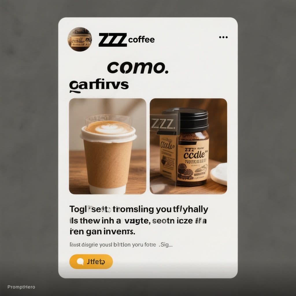 AI generated: A post on Instagram that promoting a coffee brand called "ZZZ coffee" by celebrity endorsement. Need...