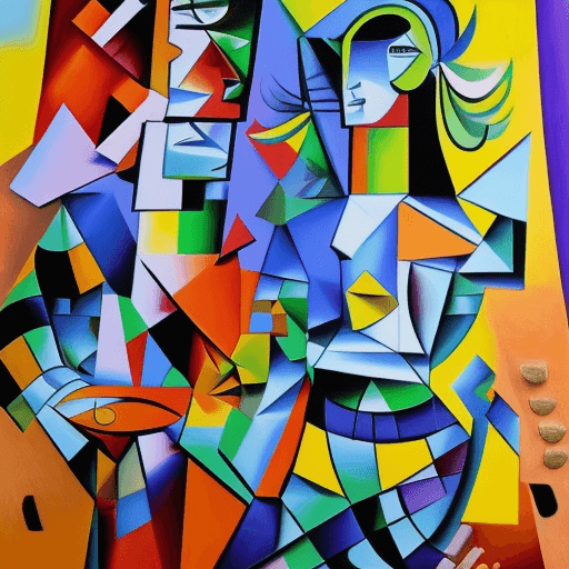 AI generated: create mural using remote controls, use Picasso cubism 