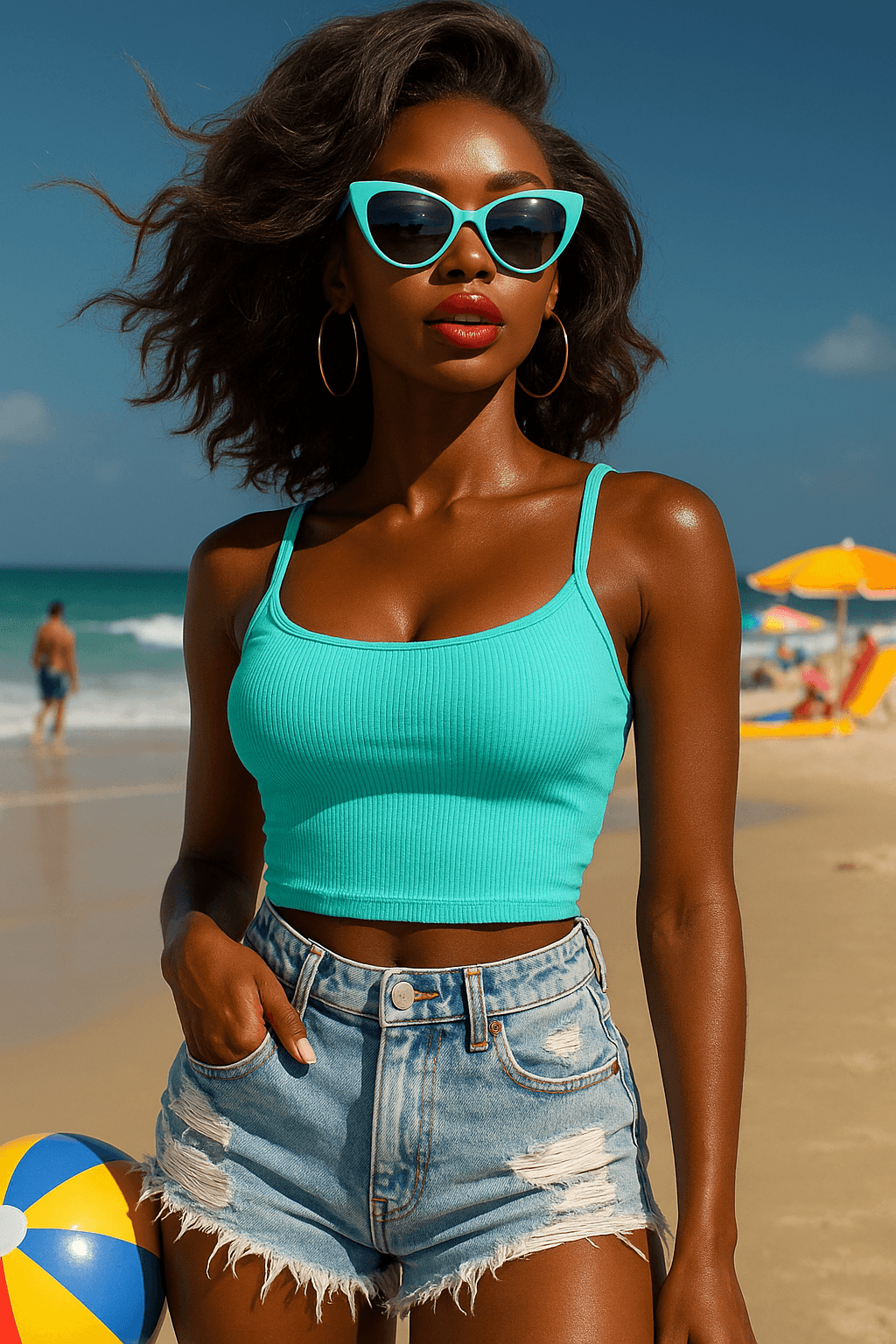 AI generated: {
  "subject": {
    "gender": "female",
    "age": "young adult",
    "skin_tone": "deep chocol...