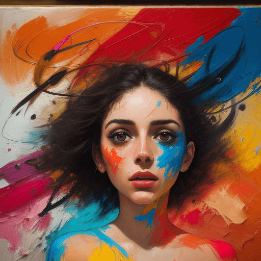 AI generated: A close-up abstract expressionist painting of a young cuban woman,  energetic brushwork, bold colors...