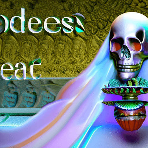 AI generated: Goddess close-up portrait ribcagel. jellyfish phoenix head, nautilus, orchid, skull, betta fish, bio...