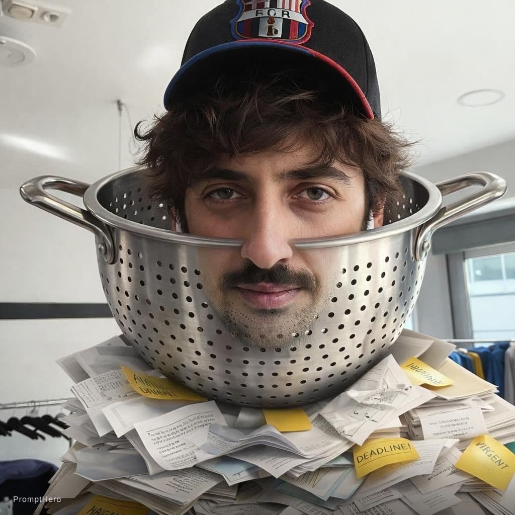AI generated: Im overwellmed at work I feel like a "coladero", use my image and make me a coladero