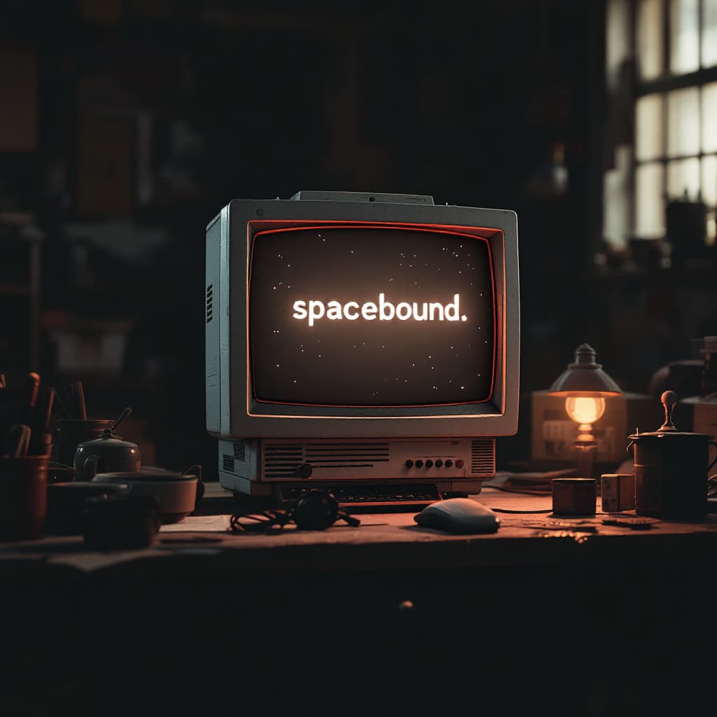 AI generated:  detailed cinematic dof render of an old dusty detailed CRT monitor on a wooden desk in a dim room w...
