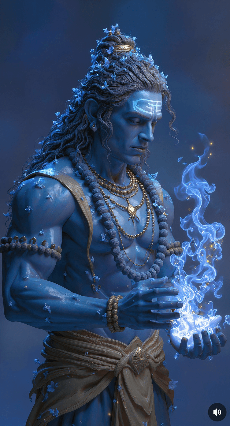 AI generated: Create a same image of lord vishnu. dealing with todays modern world problems. Create HD image with ...