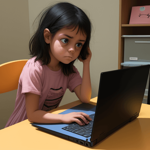 AI generated:  Her toy laptop tucked under her arm, with a look of determination on her face.
