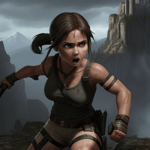 AI generated: (((Little, tiny and tight lara croft)))
(((Rising up a black glowing blade)))
(((Fighting agains an ...