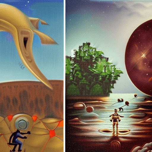 AI generated: Time travel. On the left side of the painting, a spaceship is approaching a black hole and partially...