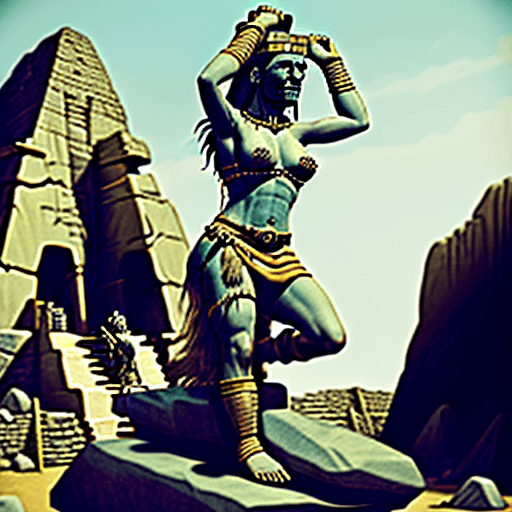 AI generated: Have the Minervane being the subject of a human sacrifice on a stone slab. She is gagged and bound t...