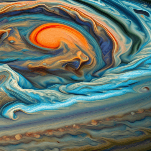 AI generated: A captured photo that captures the vivid colors and swirling storms of Jupiter, the largest planet i...