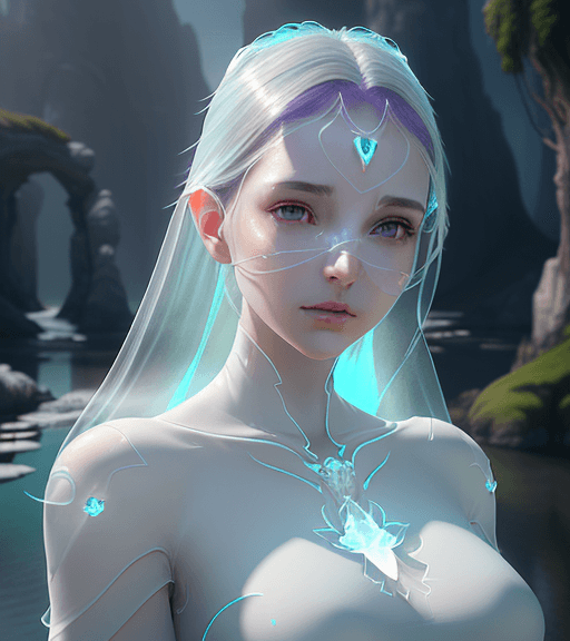 AI generated: ethereal and clean female character Unreal Engine 5, pristine face glass-like face skin quality, rad...