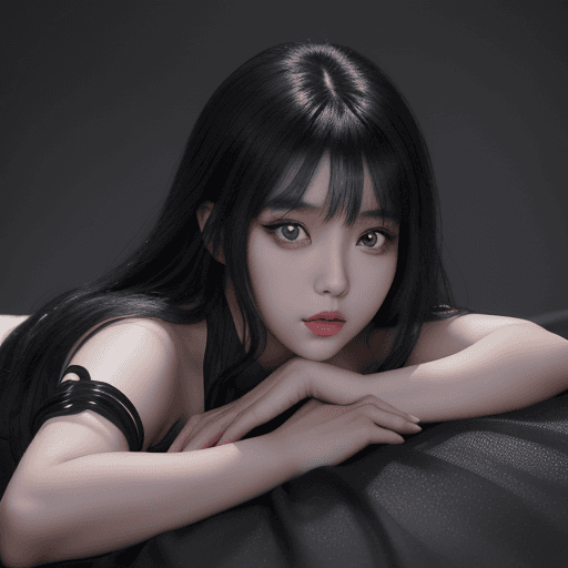 AI generated: an asian girl with big eyes and dark hair, in the style of the stars art group (xing xing), photorea...