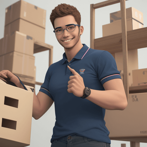 AI generated: diseño de personaje| cuerpo completo | joven musculoso electricista, sonriendo | mano izquierda pulg...