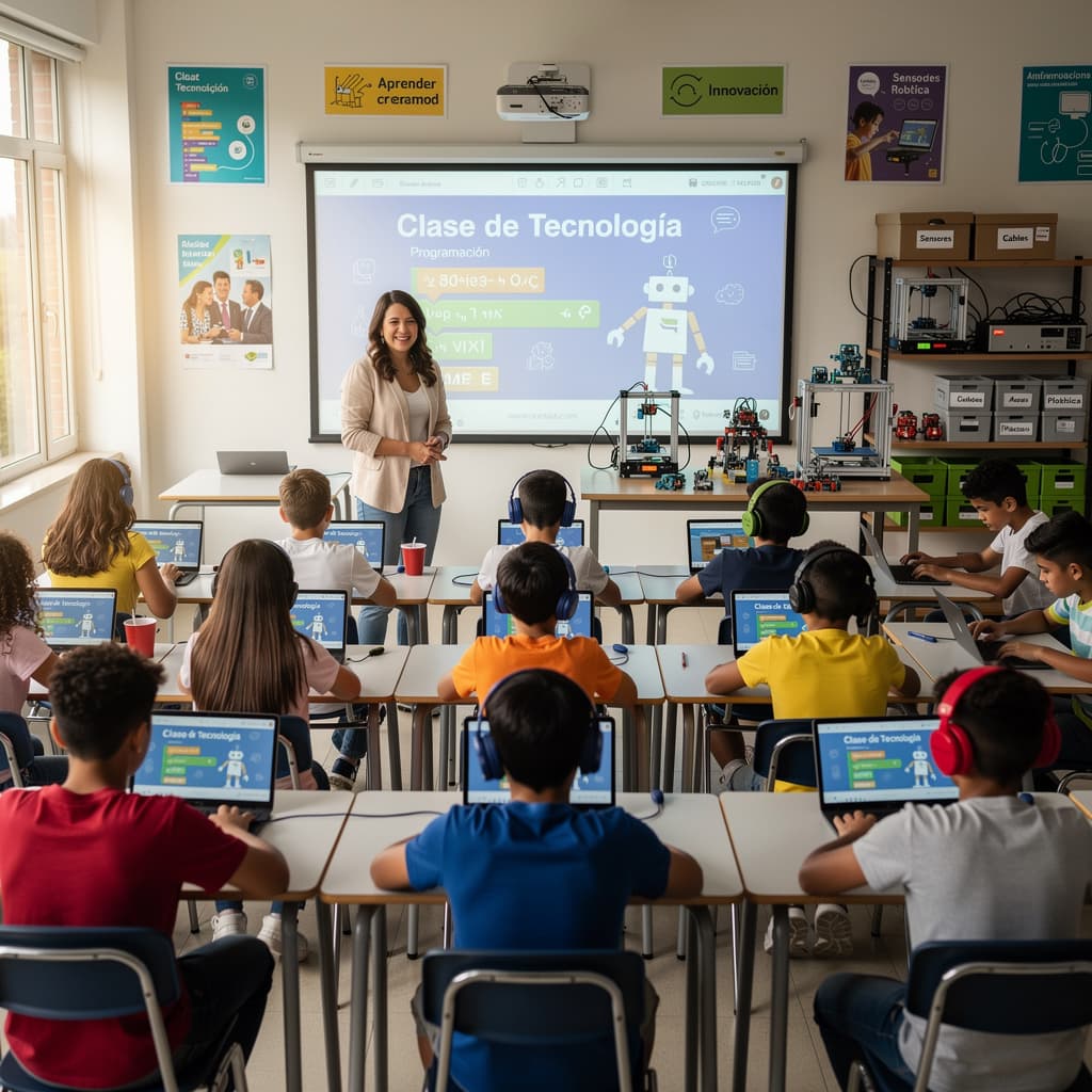 AI generated: Genera la imagen de una clase de Tecnología
