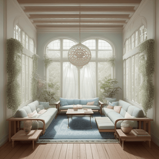 AI generated: High resolution photography interior design, dreamy sunken living room conversation pit, wooden floo...