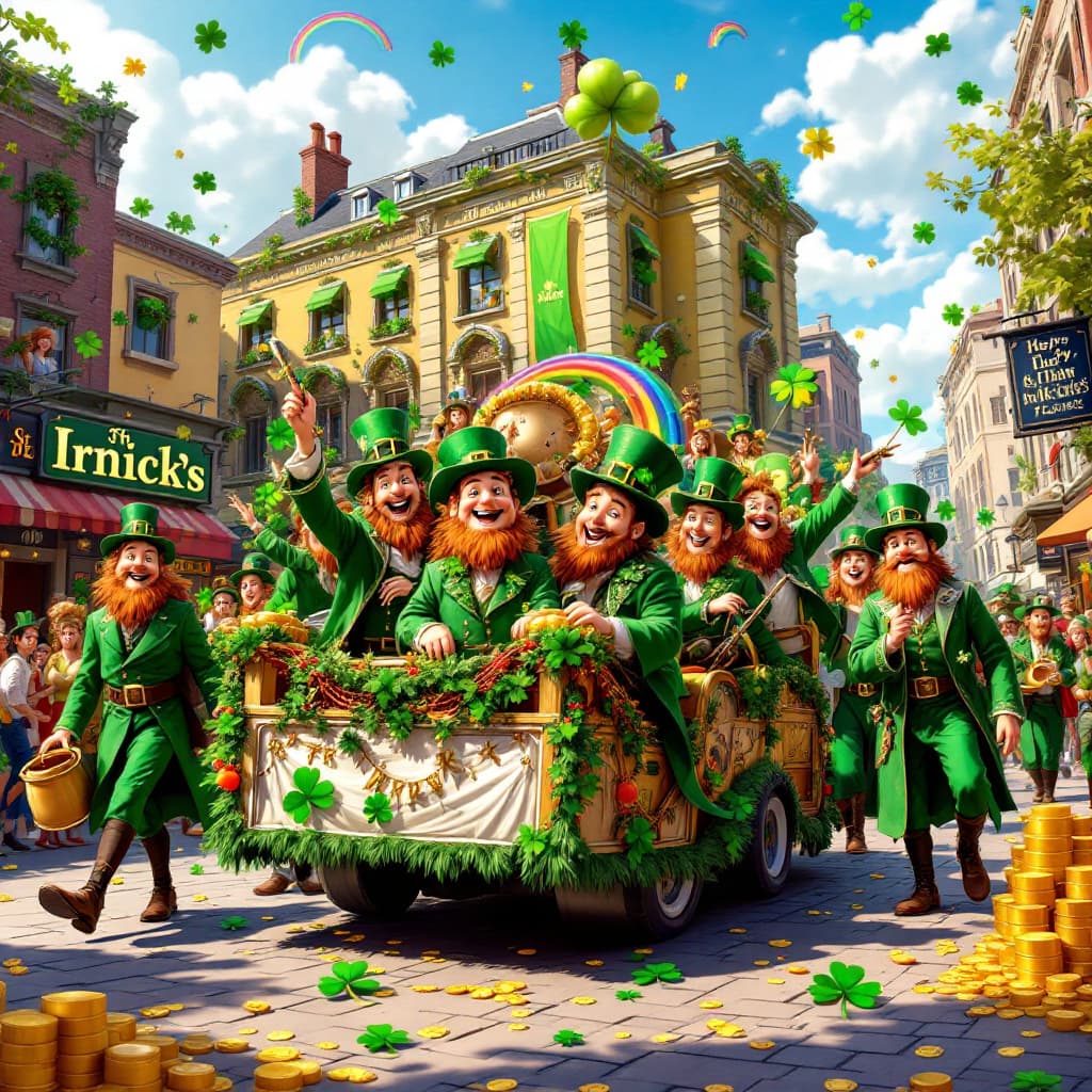 AI generated: Create a lively and festive scene celebrating St. Patrick's Day. The image should feature a lively p...