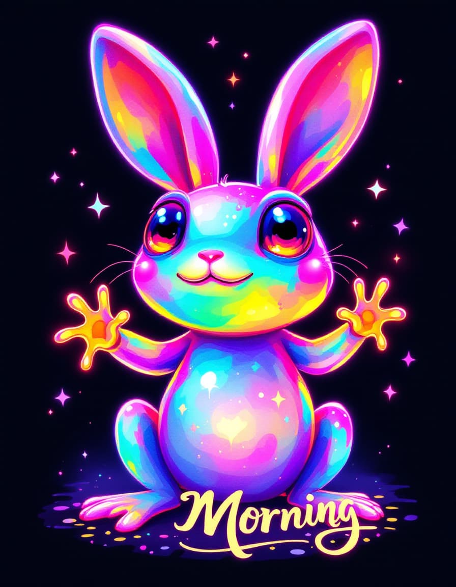 AI generated: The words "Good Morning" are overlaid top of image in a  small tiny discreet semi-transparent funky ...