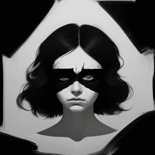AI generated: a woman with her eyes covered, in the style of dramatic black and white portraits, loose and fluid, ...