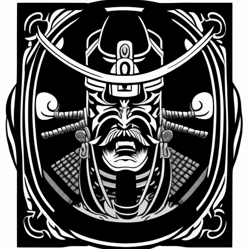 AI generated: 
logo, faceless samurai with the name of 13 ronin