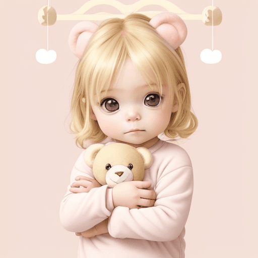 AI generated: "Create  chibi-style illustration of an adorable baby girl with blonde hair, wearing a cute onesie a...