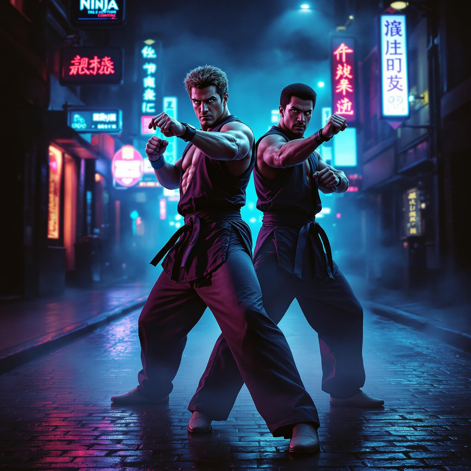 AI generated: A hyperrealistic 80s-style cinematic poster design for American Ninja 2: The Confrontation. The post...