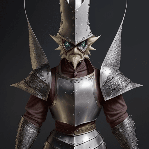AI generated: General aspect:
Heimerdinger wears medieval armor modified with engineering details. His outfit is d...