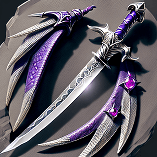 AI generated: top down view; a short sword on a pedistal with a silver blade. The short sword has small quillions ...