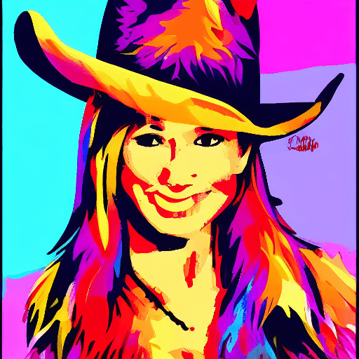 AI generated: wpap of a cowgirl, fullccolor fur 