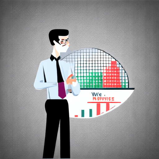 AI generated: business man and chart vector bg white