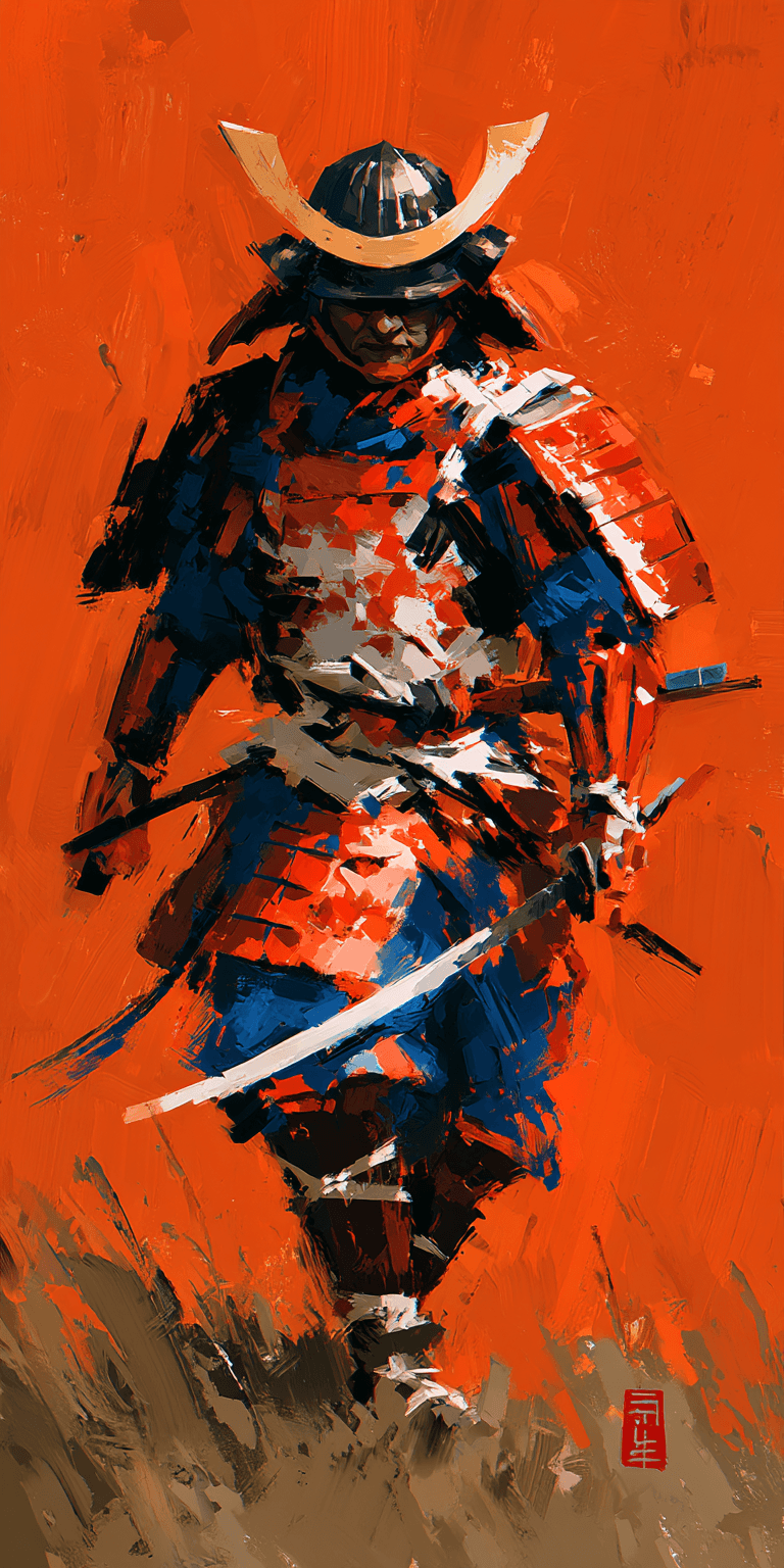 AI generated: Samurai in full armor, concept art in the style of Yoji Shinkawa and Dominik Mayer with vibrant colo...
