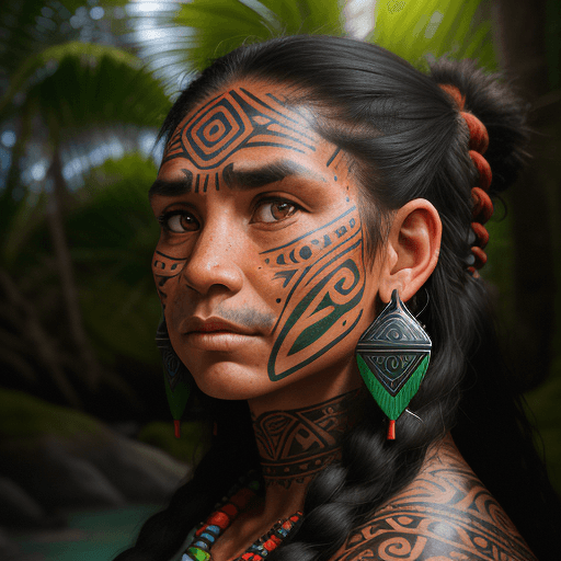 AI generated: Steve McCurry portrait, Maori couple, New Zealand, vibrant colors, traditional Ta Moko facial tattoo...