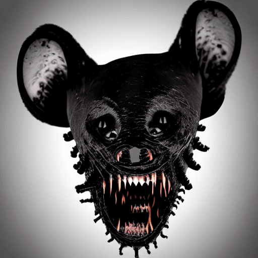 AI generated: Horror black creature,scary animal,sore face,