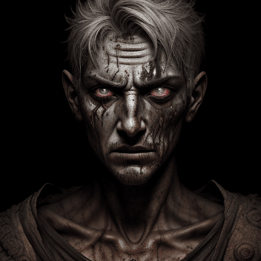 AI generated: Scary ancient male with bruise in his face, horror, ultra-detailed, HDR, dramatic lighting --ar 9:16...