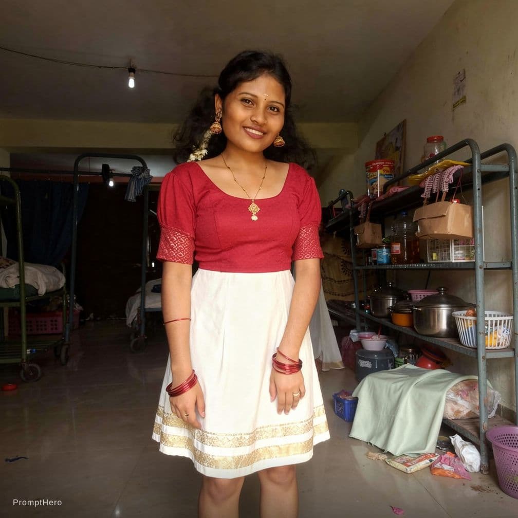 AI generated: Remove her saree and add a bra and panties
