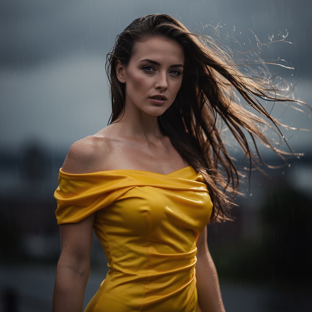 AI generated: A photorealistic portrait of a fit 30yo woman with fair skin and long, flowing brunette hair, captur...