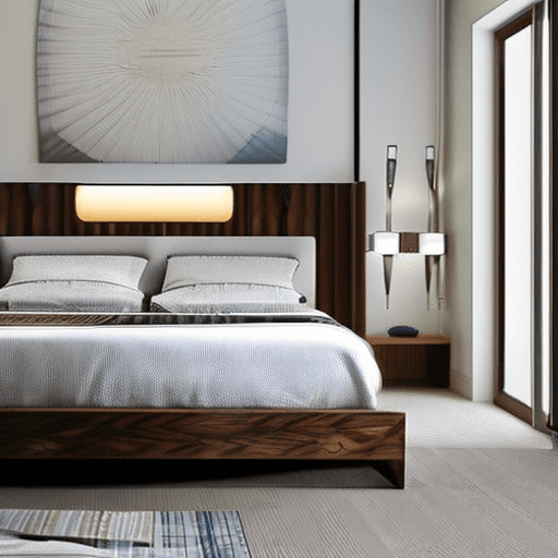 AI generated: modern bed room, minimal ,clean , quality , high quality