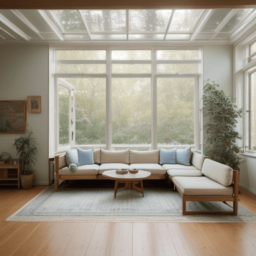 AI generated: High resolution photography interior design, dreamy sunken living room conversation pit, wooden floo...